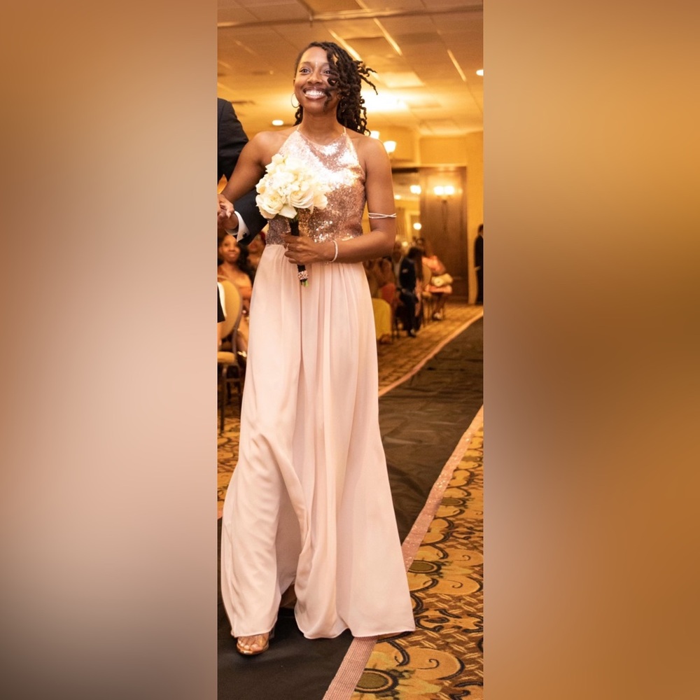 Mia Grace Blush Pink + Sequin Ball / Bridesmaid Gown